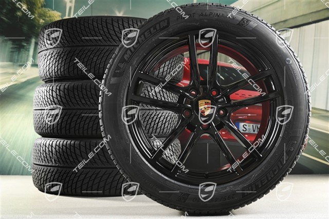 20-inch Cayenne Sport winter wheel set, rims 9J x 20 ET50 + 10,5J x 20 ET55 + Michelin winter tyres 255/55 R20 + 295/45 R20, with TPMS, black high gloss