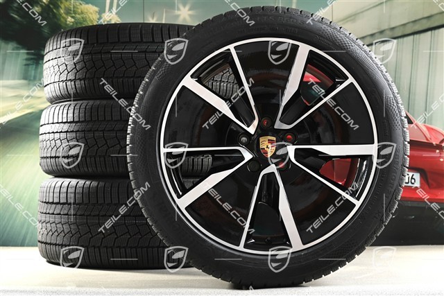 21-inch Macan Turbo winter wheel set, rims 8,5J x 21 ET27 + 10,5J x 21 ET47 + NEW Continental winter tyres 255/45 R21 + 285/40 R21, black high gloss