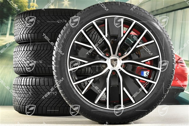 21-inch Macan Design winter wheel set, rims 8,5J x 21 ET27 + 10,5J x 21 ET47 + Pirelli winter tyres 255/45 R21 + 285/40 R21, black high gloss