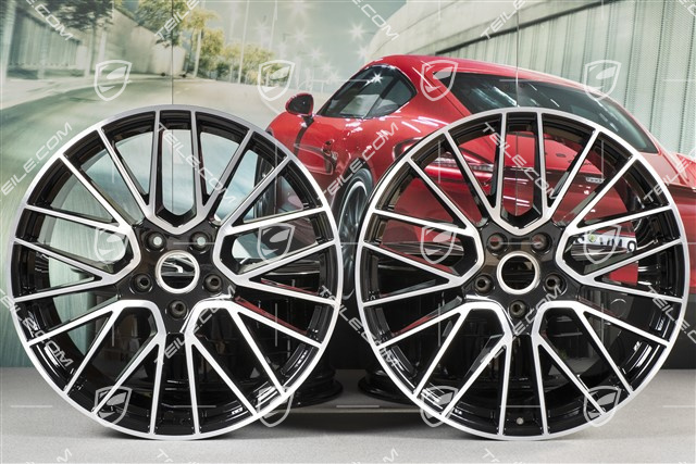 21-inch wheel rim set Cayenne RS Spyder, 11J x 21 ET58 + 9,5J x 21 ET46, black high gloss