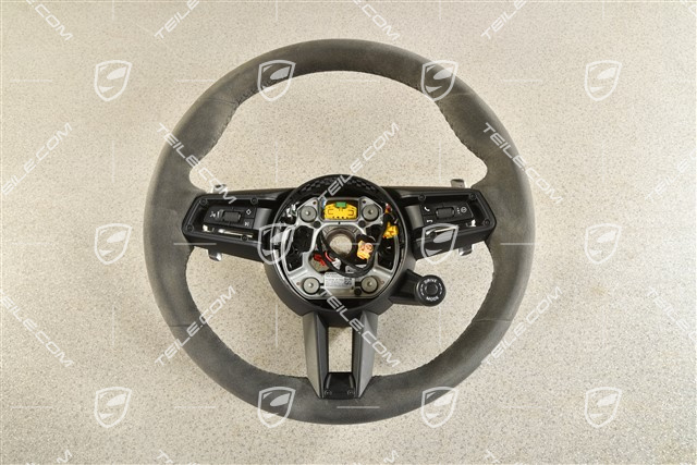 Sportlenkrad 3-Speichen, Beheizbar, Alcantara Race Tex, Schwarz / Sport Chrono Paket Plus