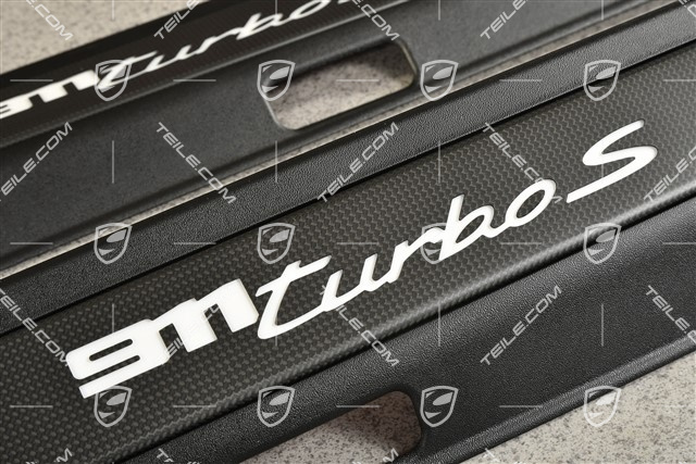 Schwellerleiste / Einstiegleiste - Blende mit Schriftzug Turbo S, Carbon Beleuchtet, Satz L+R