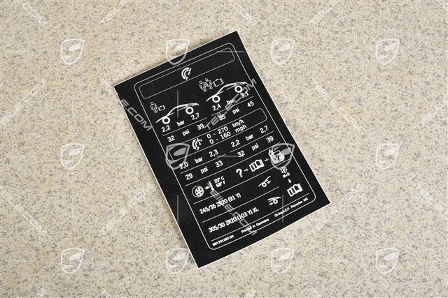 Tabliczka informacyjna o ciśnieniu w oponach, 20 cali, C4 / C4S