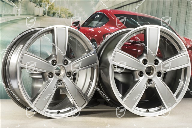 20" Felgensatz Cayenne Sport Classic Komfort, 9J x 20 ET50 + 10,5J x 20 ET64, Platinsilber