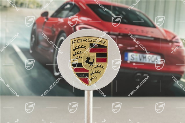 Radzierdeckel, konkav, farbiges Wappen, Brilliantchrom