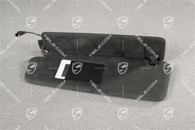 Sonnenblende, mit Spiegel, Schwarz, Alcantara, L