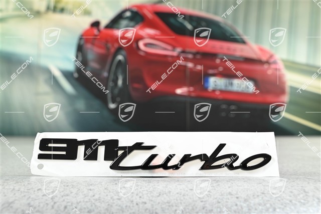 "911 Turbo" logo / emblem, High gloss black