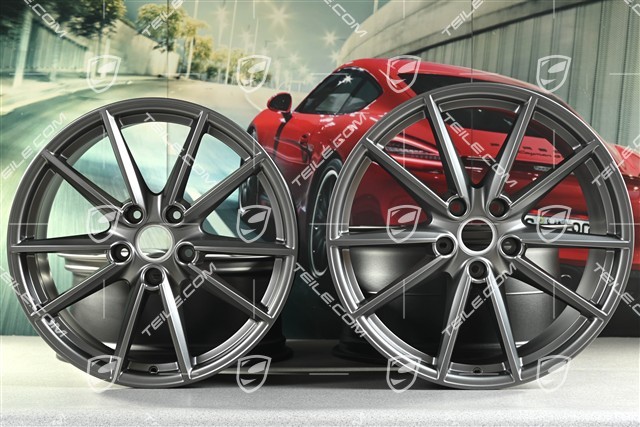 20"+21" Felgensatz Carrera S, Felgen 8,5J x 20 ET53 + 11J x 21 ET66, platinum-seidenmatt