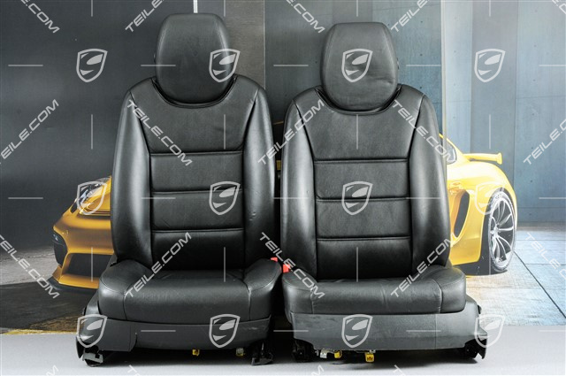 Seats, el adjustable, Lumbar, ruffled leather, Black, set (L+R)