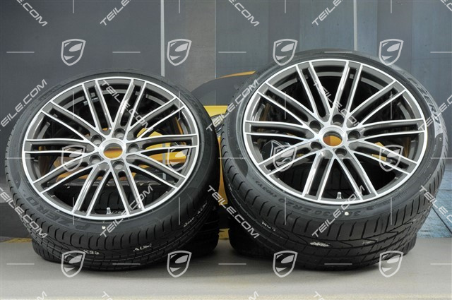 20" summer wheels set 911 Turbo IV, rims 11,5J x 20 ET56 + 9J x 20 ET51 + NEW summer tyres 305/30 ZR20 + 245/35 ZR20, Titan, minimal traces...