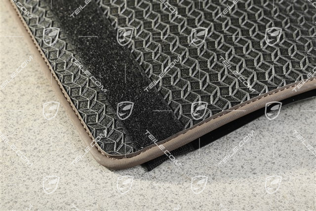 Kofferraumwendematte mit Nubukeinfassung, Teppich / Velours Sattelbraun