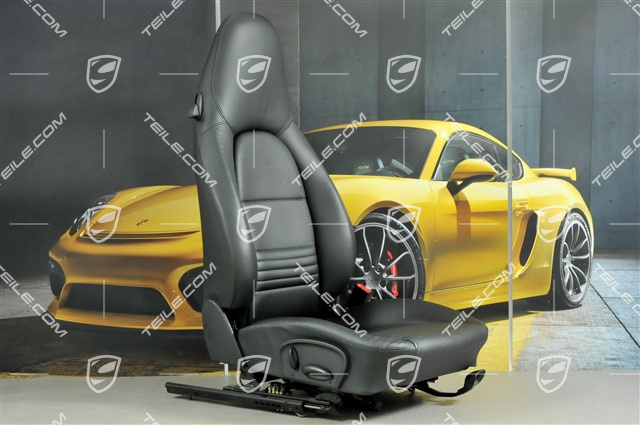 Seat, manual adjustable, leather/Leatherette, Black, R