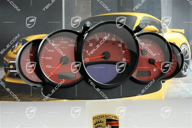 Instrument cluster, Turbo, 6-speed manual transmission, Boxster Red
