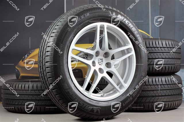 18" "Macan S" koła letnie komplet, felgi 8J x 18 ET21 + 9J x 18 ET21, opony letnie Michelin Latitude Sport 235/60 ZR 18 + 255/55 ZR 18, z czujnikami ciśni