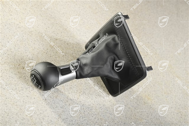 Schaltknauf /Schalthebelknopf mit Schaltmanschette Leder Schwarz, 7-Gang Schaltgetriebe