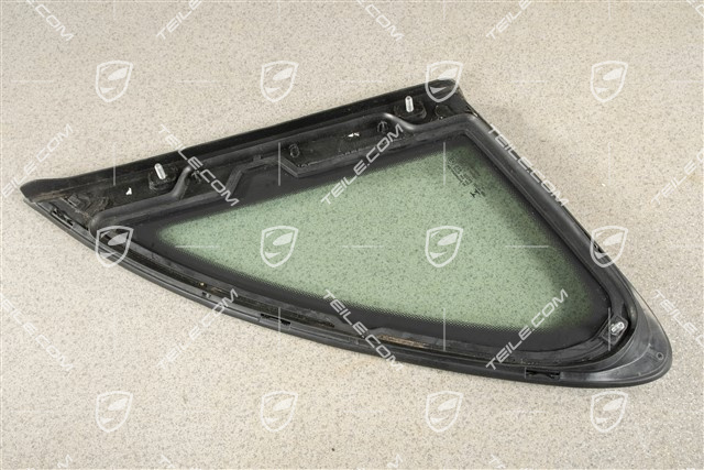 Seitenscheibe mit Zierleiste, Aluminium-Paket Schwarz, Waermeschutzglas grün im Fond, L