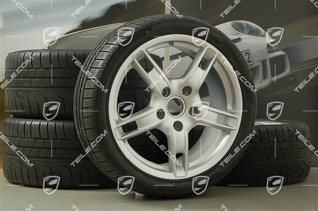 18" Boxster S Winterräder Satz (Felgen mit Reifen), Felgen vorne 8J x 18 ET57 + hinten 9J x 18 ET43 + NEUE Winterreifen 235/40 R18 + 255/40 R18