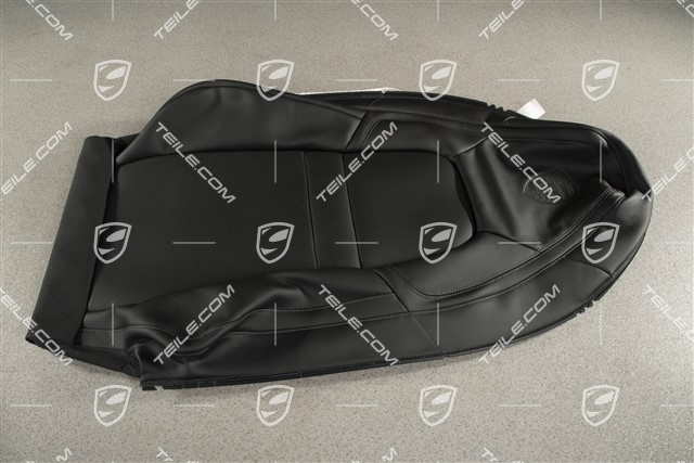 Backrest cover, Outer part, Standard seat, Leather, Ventilation, Porsche crest, Black, L=R