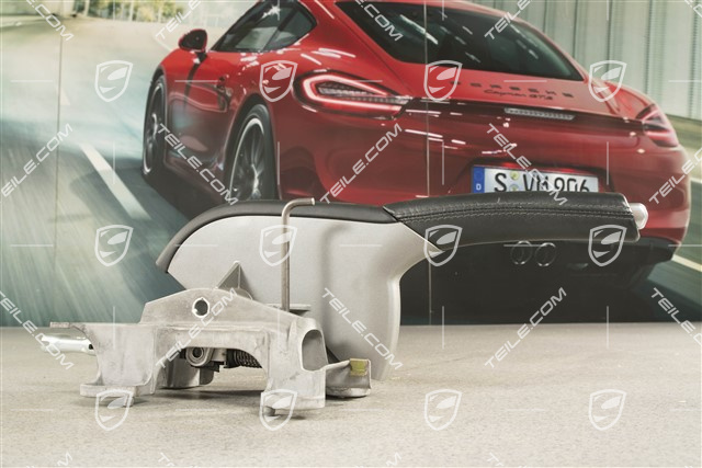 Handbremshebel, komplett, Leder, Dunkelgrau / Natur