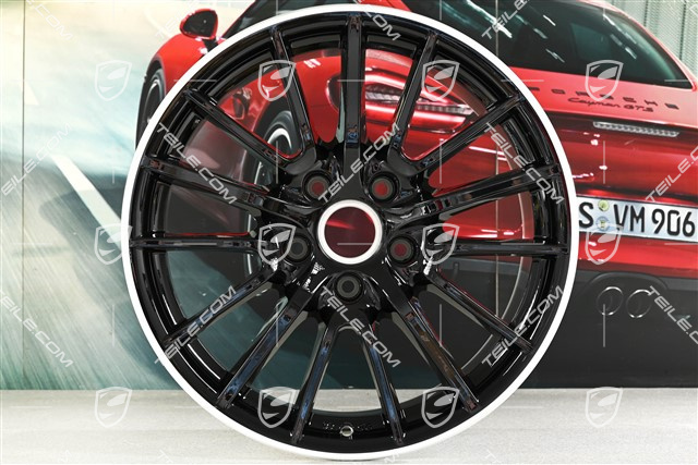 19" Komplet felg Sport Design, czarne, felgi 8J x 19 ET57 + 9,5J x 19 ET46, gwiazda felgi czarna / rant srebrny