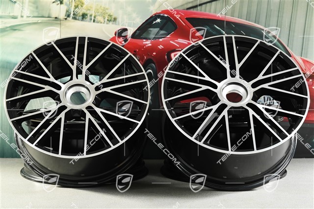 21" Panamera Turbo S Felgensatz, Zentralverschluss, 9,5J x 21 ET71 + 10,5J x 21 ET71, schwarz hochglanz