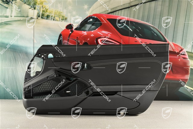 Tapicerka drzwi skórzana, czarna, liswa ozdobna szczotkowane aluminium czarne, Bose, R