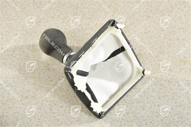 GT4, Schaltknauf /Schalthebelknopf mit Schaltmanschette Alcantara 6-Gang Schaltgetriebe, Schwarz mit Platingrau Nähte