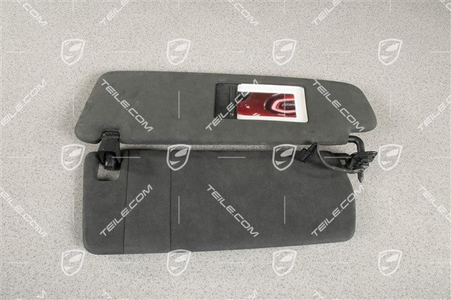 Blenda przeciwsłoneczna, z lusterkiem, Czarna, Alcantara, L