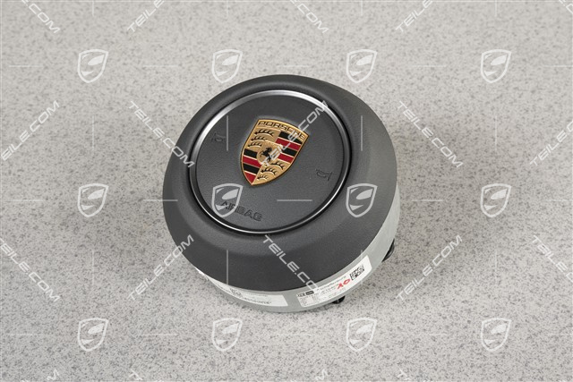 Poduszka bezpieczeństwa / Airbag, kierownicy, szara obwódka, czarna skóra