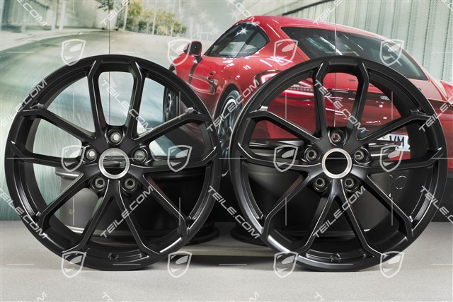 20" komplet felg 718 Cayman GT4, felgi 8,5J x 20 ET61 + 11J x 20 ET50, czarny satynowy półmat