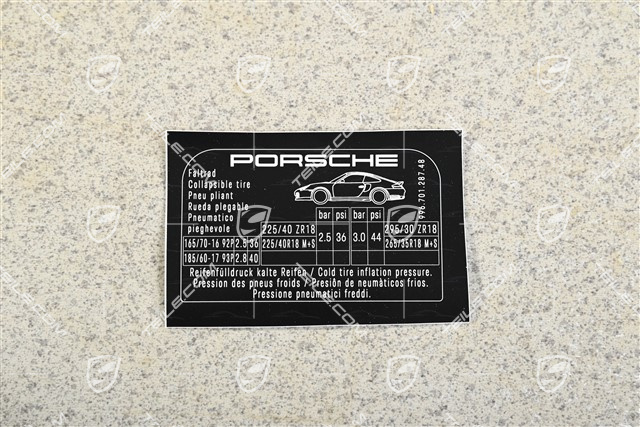 Naklejka informacyjna o ciśnieniu w oponach C4S / Turbo