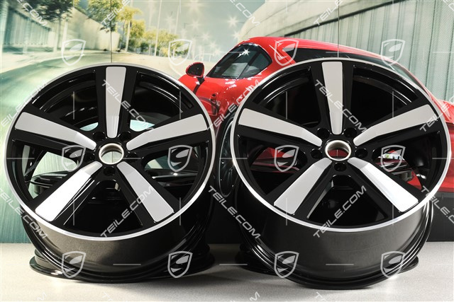 22" Komplet felg Cayenne Coupe Exclusive Design Sport, 10J x 22 ET48 +11,5J x 22 ET52, czarny wysoki połysk
