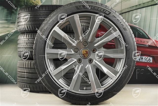 20" Taycan Tequipment Design summer wheels set, rims 9J x 20 ET54 + 11J x 20 ET60 + NEW Michelin summer tyres 245/45 R20 + 285/40 R20
