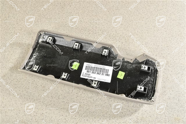 Armlehne Deckel mit geprägtem Porsche Wappen, Platingrau