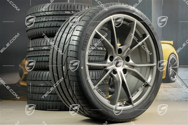 20" koła letnie, komplet Carrera S IV, Felgi 8,5 J x 20 ET49 + 11,5 J x 20 ET56 + NOWE opony letnie Pirelli 245/35 ZR20+305/30 ZR20, Platinum, z czujnikami ciśnienia