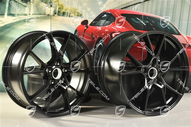 20" Cayenne S Felgensatz, 10,5J x 20 ET64 + 9J x 20 ET50, Schwarz-Seidenmatt