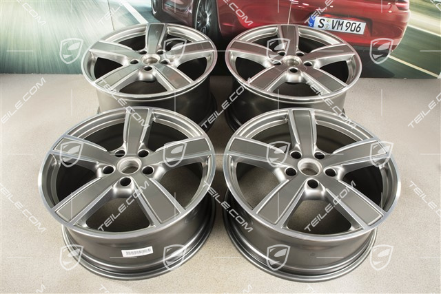 20" Felgensatz Cayenne Sport Classic Komfort, 9J x 20 ET50 + 10,5J x 20 ET64, Platinsilber