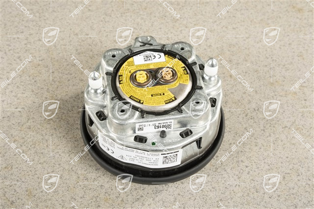 Airbag unit, steering wheel, Leather, Black