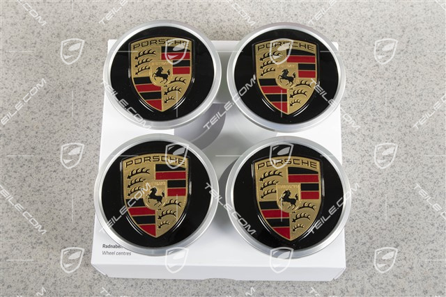 Dekielki kół, komplet (4 szt.), czarne połysk/srebrne