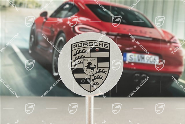 Radzierdeckel, konkav, Wappen schwarz, Aluminium poliiert