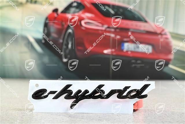 "e-hybrid" Schriftzug, seitlich, Hochglanz Schwarz, L