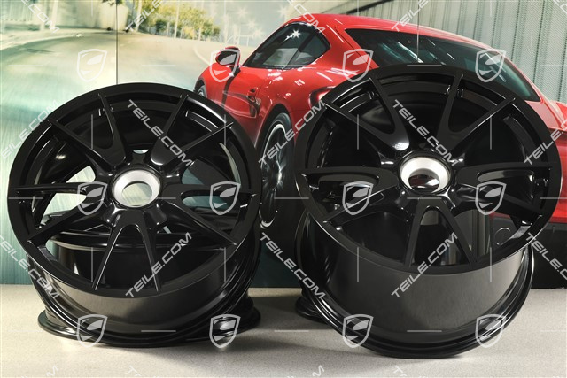 19" GT3 II Komplet felg, przód 8,5J x 19 ET53 + tył 12J x 19 ET63, czarny wysoki połysk