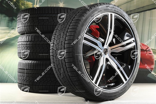 22-inch Macan Exclusive Design winter wheel set, rims 9J x 22 ET29 + 11J x 22 ET47 + NEW Continental winter tyres 255/40 R22 + 295/35 R22, black