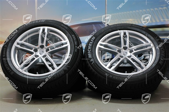 19" "Macan Turbo" Sommerräder Satz, Felgen 8J x 19 ET21 + 9J x 19 ET21, Sommerreifen Michelin 235/55 R 19 + 255/50 R 19, mit RDK-Sensoren