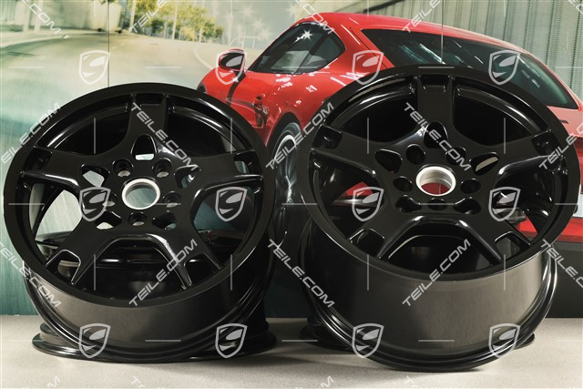 19-inch Carrera S wheel set, 8J x 19 ET57 + 11J x 19 ET51, black high gloss