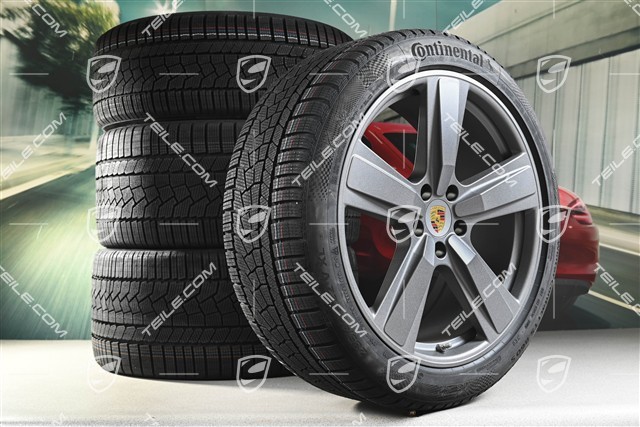 22" Winterräder Cayenne Exclusive Design Sport, Felgen 10J x 22 ET48 +11,5J x 22 ET61 + Continental Winterreifen 285/40 R22 + 315/35 R22, in Vesuvgrau