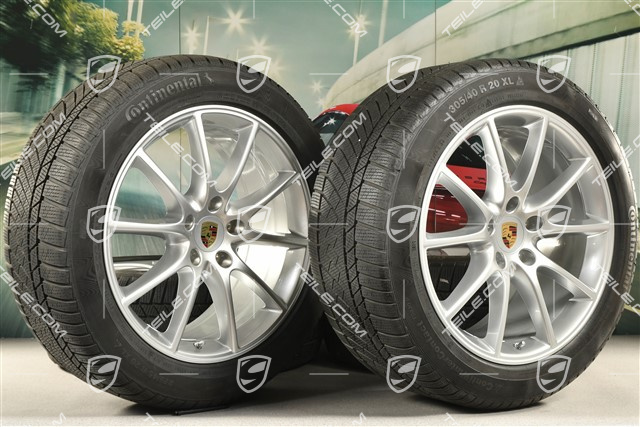 20-inch Cayenne COUPE Design winter wheel set, rims 9J x 20 ET50 + 10,5J x 20 ET55 +  Continental winter tyres 275/45 R20 + 305/40 R20, with TPMS