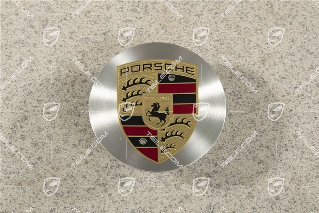 Hub cap, concave, coloured crest, RS Spyder, aluminium milling