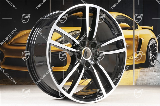 21-inch wheel rim set Cayenne Turbo, 11J x 21 ET58 + 9,5J x 21 ET46, black high gloss