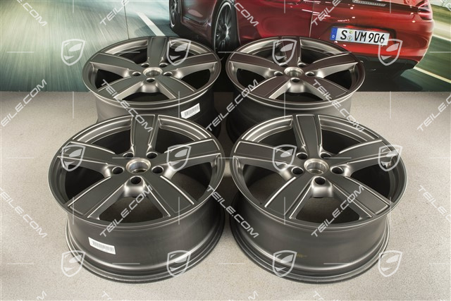 20" Felgensatz Cayenne Sport Classic Komfort, 9J x 20 ET50 + 10,5J x 20 ET55,  Platinum Seidenmatt